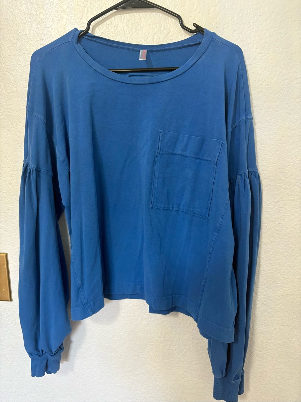 FP Movement by Free People Blue Balloon Sleeve Pocket Sweatshirt